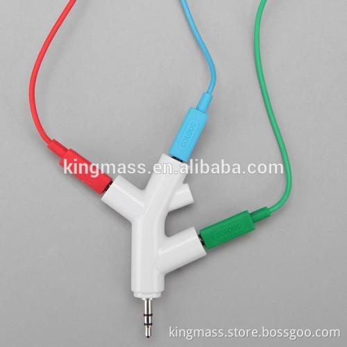 OEM branch shape headphone music 3 way splitter